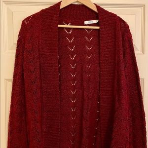 Rickis- red/burgundy cardigan, size L